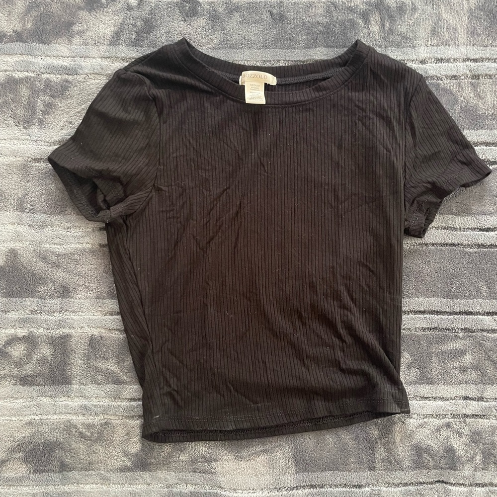 Black Ribbed Teens Crop Top
